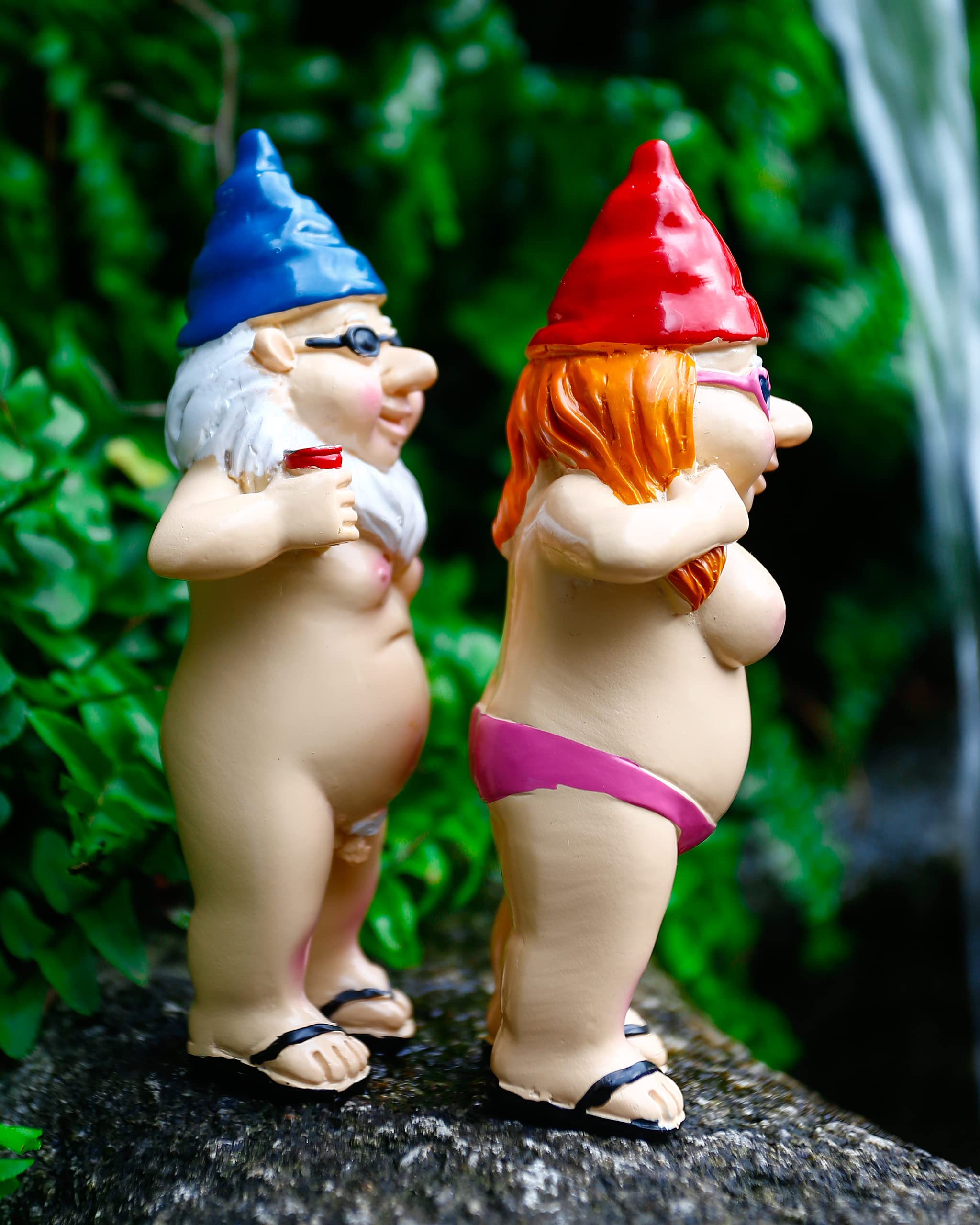 Estefanlo Garden Gnome Funny Couple, Couple Statue, Figures Decoration for Outdoors, Outdoor Sculpture, Waterproof, Funny, Dwarf, Gift Home, Lawn, Balcony