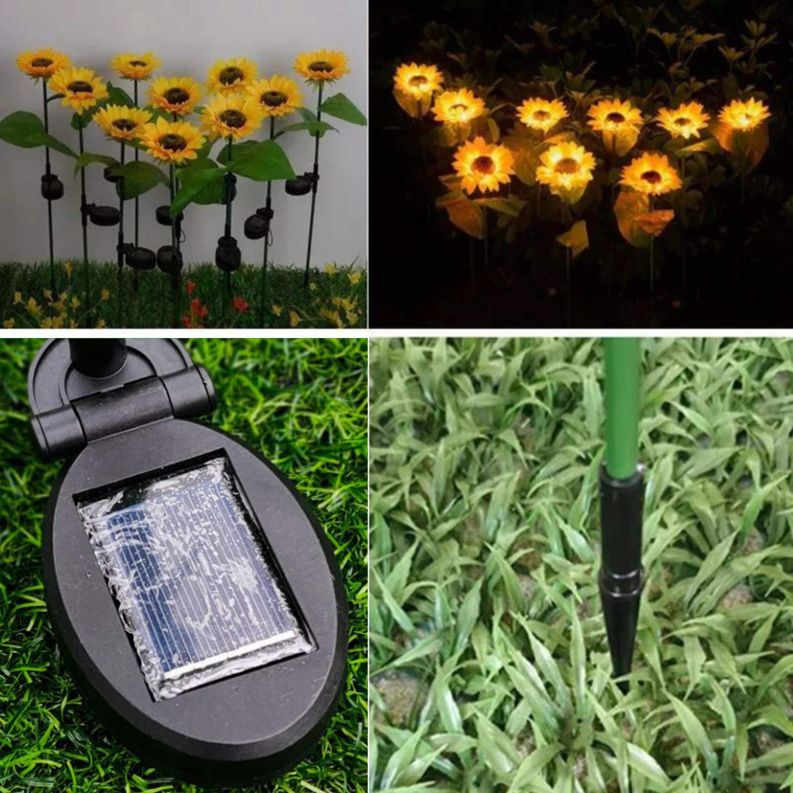 XVZ Solar Lights Outdoor Garden, 2 Pack Solar Sunflower Lights Waterproof Outdoor Garden Patio Decor Lights for Porch Yard Lawn Pathway