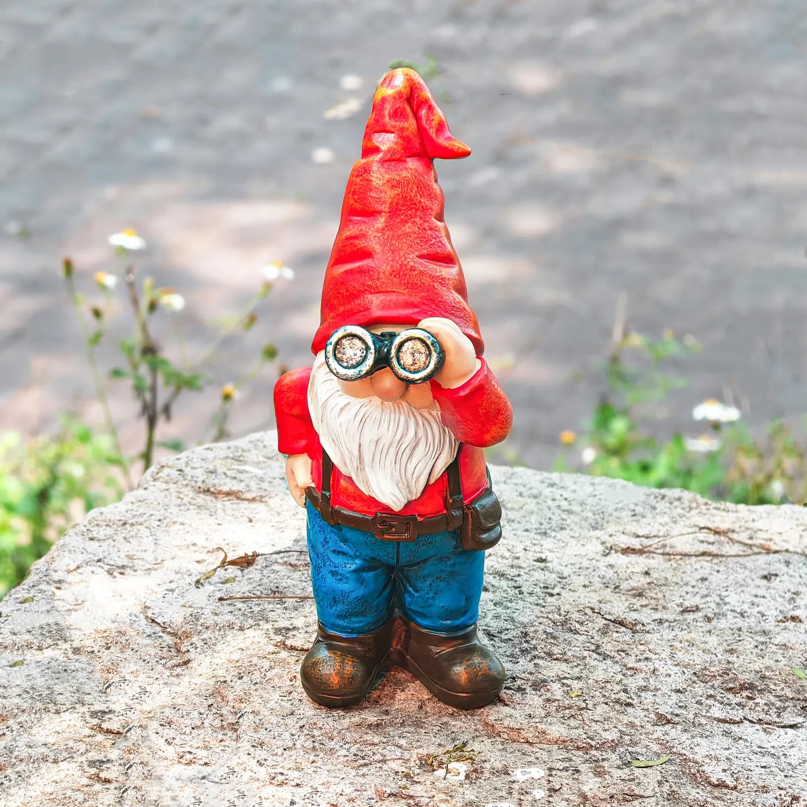 WONDHOME 6.7" Funny Garden Gnomes Statues with Telescope Naughty Gnome Mini Figurine Patio Lawn Yard Art Outdoor Decorations Father's Day Mother's Day Birthday Christmas Gardening Gift for Dad Mom