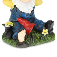 Relaxdays Garden Gnome with Water Bucket, Weatherproof, Frostproof, HxWxD: 20 x 14.5 x 11.5 cm, Garden Figure, Artificial Stone, Colourful
