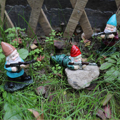 3PCS Garden Gnomes with Gun, Gnome Soldiers Military Army Garden Gnome, Tactical Statue for Indoor Outdoor, Patio, Yard, Lawn Ornaments, Home Décor