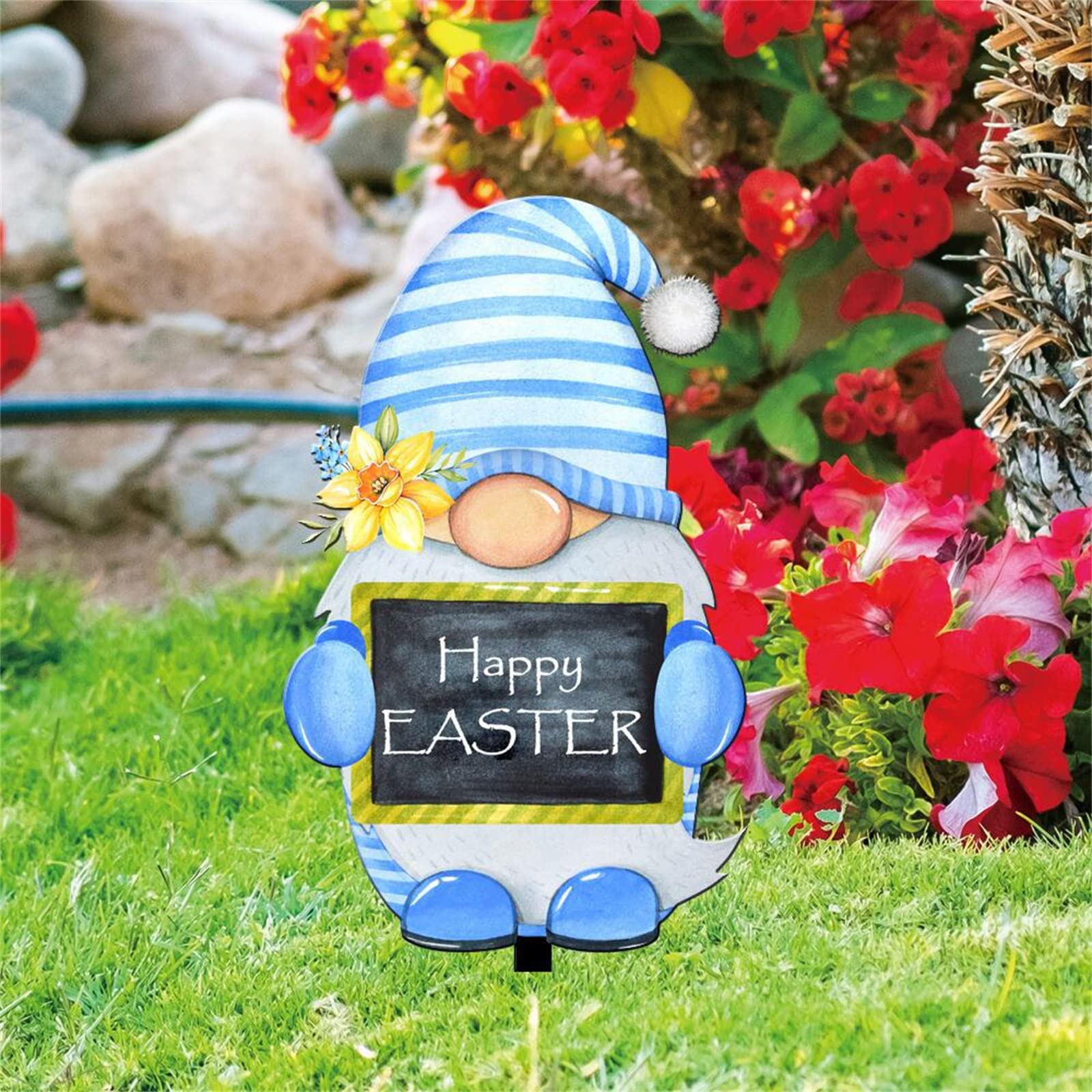 DINSOAVR Gnomes Yard Signs Gnomes Eggs Yard Signs With Stakes For Day Large Outdoor Garden Decorations