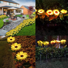 XVZ Solar Lights Outdoor Garden, 2 Pack Solar Sunflower Lights Waterproof Outdoor Garden Patio Decor Lights for Porch Yard Lawn Pathway