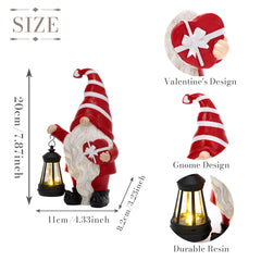 TERESA'S COLLECTIONS Valentines Decorations, Valentines Gonks Gifts, Cute Red Gonks with Solar Lanterns, Waterproof Resin Gnomie Gifts for Wedding Anniversary Party Decor Indoor Outdoor, 20CM