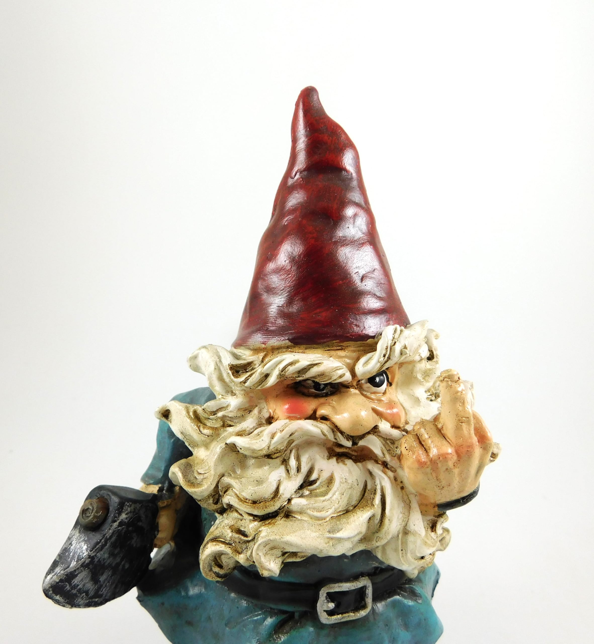 Seven Secrets Rude Gnome giving the finger Patio Ornament Garden Funny Statue Figurine Go Away Gesture | 39188