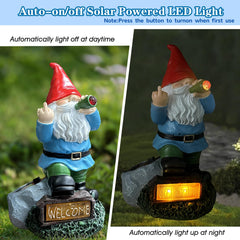 TIANCENTRAL H Resin Gnomes Garden Decor,7.1 Inch Tall Solar Funny Garden Gnomes Outdoor Gnome Statues Gift for Yard, Patio, Lawn, Outside Naughty Gnome., TCDJ-05