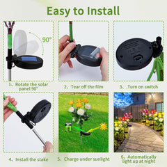 FWLWTWSS Solar Lights Outdoor Garden - 2 Pack Snow Lotus Solar Garden Lights, Garden Lights Solar Powered Waterproof with 7 Small Snow Lotus Flowers, Garden Ornaments Outdoor (White)
