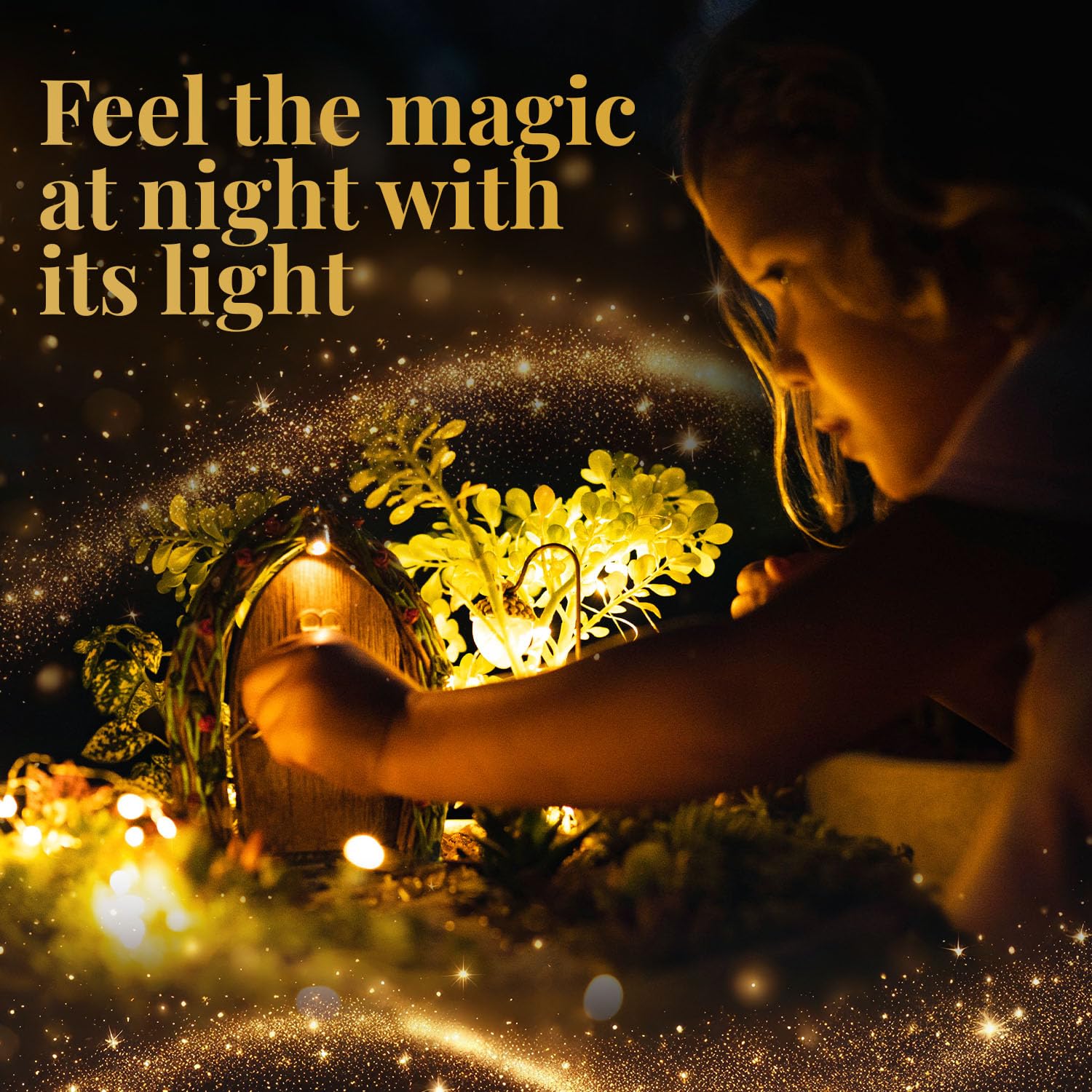Opening Fairy Door & Window Set for Trees - Fairy Garden Kit with Light, Decor