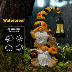 QZZP Solar Garden Gnome Statue – Funny Double Gnome Outdoor Decor for Patio, Lawn, Yard – Garden Sculptures with Solar Lights, for Women