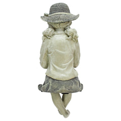 Design Toscano EU9305 Big Catch Fisherwoman Girl Fishing Garden Statue, 28 cm, Polyresin, Two Tone Stone