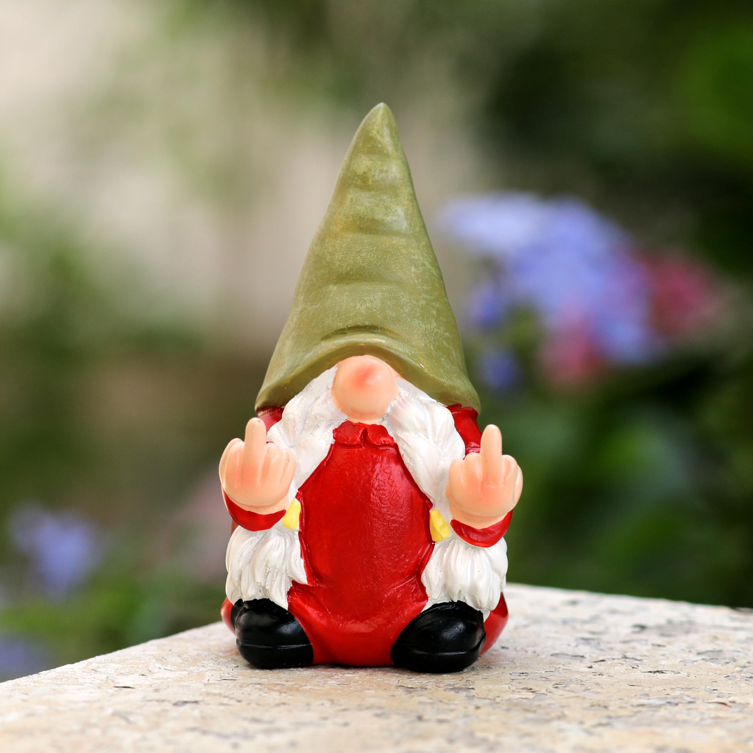 Middle Finger Female Gnome Mini 3.5in,Double Bird Gnome - Naughty Funny Outdoor Decoration for Yard Patio Lawn Ornament and Home Decor,Fairy Garden