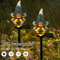 LAIAMER Solar Gnome Garden Lights, Outdoor Gnome Statue with Bees & Honey Jars, Solar Powered Fairy Garden Lights Gnome Decorations for Home Outside Yard Lawn Patio Gnomes Gifts (Bee)