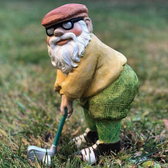 Mcuhm Garden Gnome Ornament - Handmade Resin Golfing Gnome Statue, Lightweight & Weatherproof Outdoor Decor for Garden, Patio, Yard for Gnome Lovers & Handmade Collectors