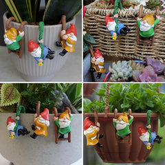 Dingzhidiy 3PCS Cute Climbing Gnome Figurines Flower Pot Hugger, Resin Garden Gnomes Statue, Plant Decorations for Pots, Outdoor Decor Fence Ornaments for Patio Lawn Garden Yard