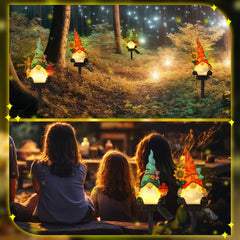 Rossesay - Set of 2 Solar Gnome Lights, Outdoor Pathway Decor, Decorative Stakes for Garden, Home, LED Landscape Lighting for Lawn, Walkway, Yard,