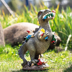 Dinosaur Food Gnomes Garden Statues, Garden Dinosaur Statue, Funny Gnomes Resin Statue Sculpture, Happy Garden Gnome Decoration Garden Sculpture, Outdoor Yard Art Decoration Lawn Decoration (L)