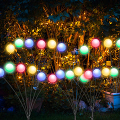 XRR Solar Garden Lights, 2Pack 6LED Solar Firefly Lights Vibrant Solar Powered Starburst Swaying Lights Outdoor, Waterproof Christmas Landscape Stake Lights for Yard Patio Pathway Lawn(Multi-Color)