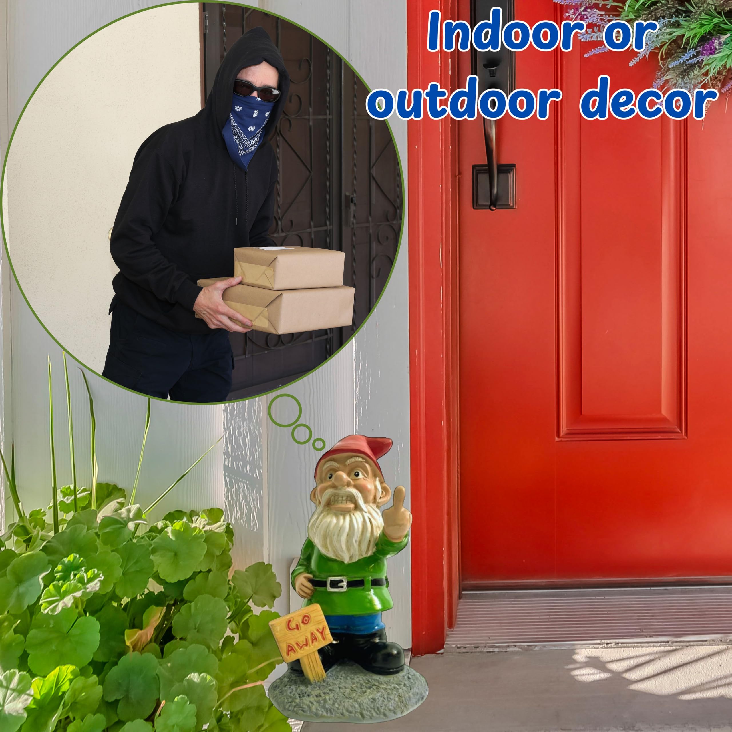Go Away Gnome with Middle Finger, Gnome Flipping The Middle Finger, Garden Gnomes Decoration, Funny Gnomes Inappropriate, Christmas Lawn Ornaments, Outdoor Statues Decorations (Go Away, S)