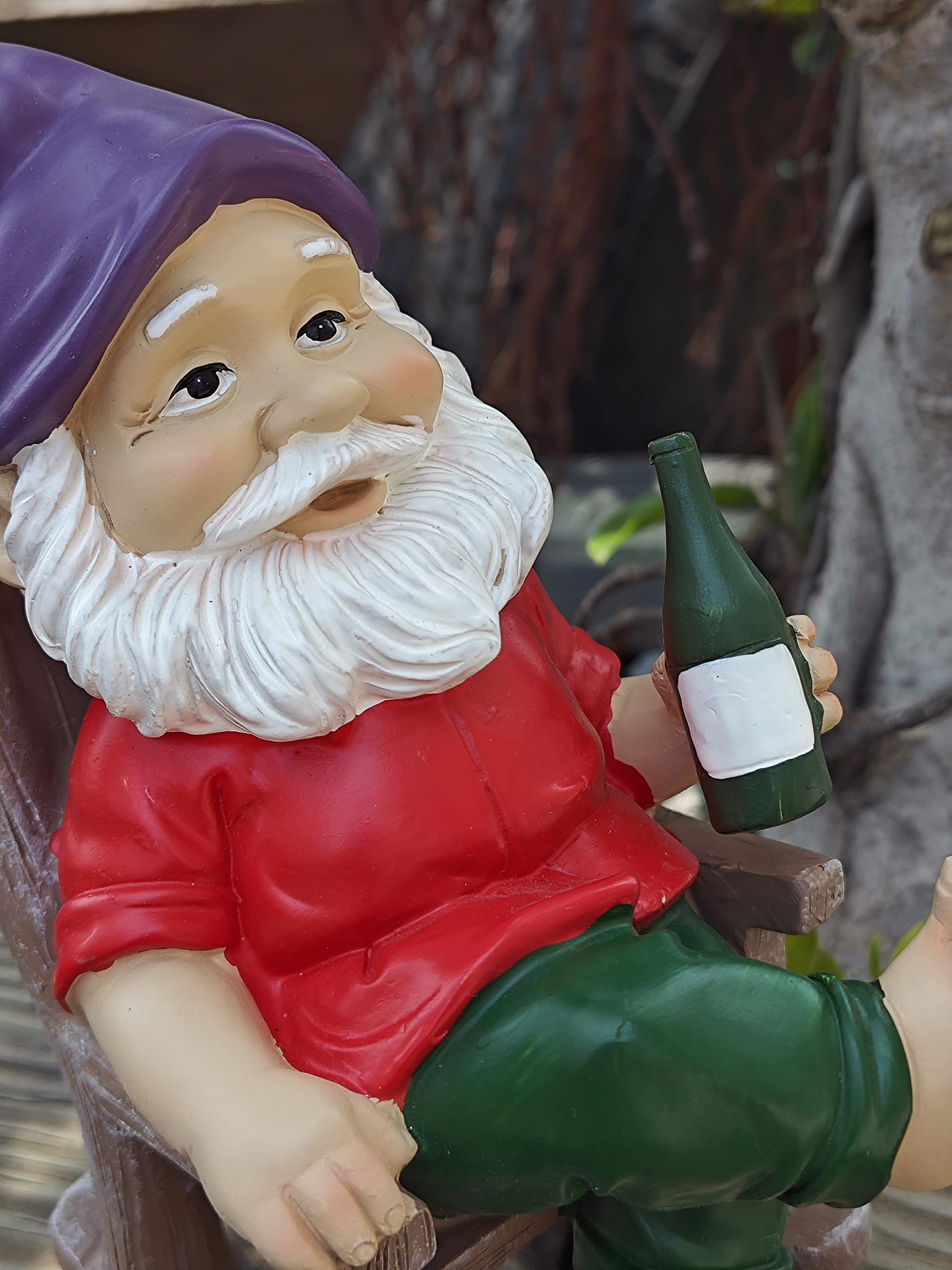 Sanchahua Garden Gnome Statue 6.3" Drunk Gnome Sculptures Resin Garden Decor, Indoor Outdoor Figurine for Home Patio Yard