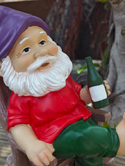 Sanchahua Garden Gnome Statue 6.3" Drunk Gnome Sculptures Resin Garden Decor, Indoor Outdoor Figurine for Home Patio Yard