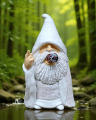 YYDGZG Middle Finger Figurine Decorations for Lawn Yard Balcony Porch Patio Home Ornaments Outdoor，Garden Statue Outdoor, Smoking Wizard Gnome, 5.9 Inch (Statue A)