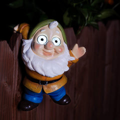 Blazin' Gnome Solar Yellow Garden Decor, Weather Resistant Patio Ornament with LED Eyes, Unique Gift for Housewarming or Holiday