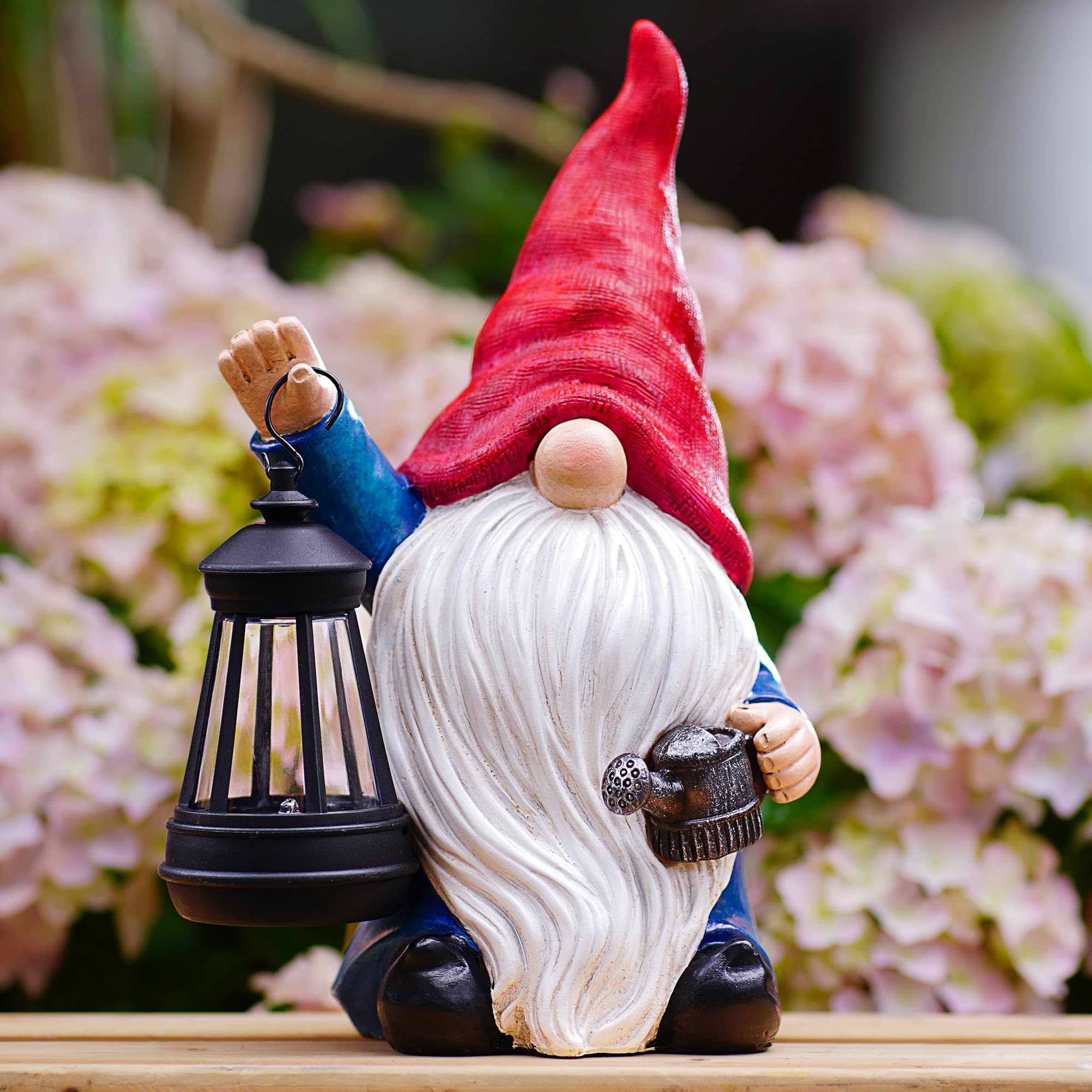 Vereemy Solar Gnomes Statues with Watering Can LED Lights Lantern Garden Decor Birthday Outdoor Gifts for Women Mom Art Resin Gnomes Sculpture for Yard Porch Patio Lawn Yard,Lantern Watering Can