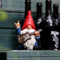 WSHMZYHOME Garden Gnome with Guitar Figurine, Red Hat, Blue Outfit, Indoor Outdoor Decorative Statue