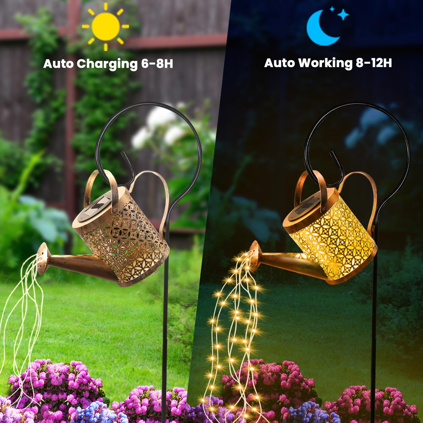 GLOBAL GOLDEN Solar Watering Can Light, LED Solar String Lights Waterproof Dual Mode Water Can Lights for Garden Patio Yard Pathway Lantern Plant Decoration