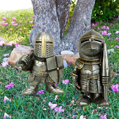 Knight Gnomes Guard Garden Gnome Ornaments Outdoor Medieval Crusader Knight Suit Statue Waterproof Resin Ornament for Yard Lawn Garden Decorations (D)