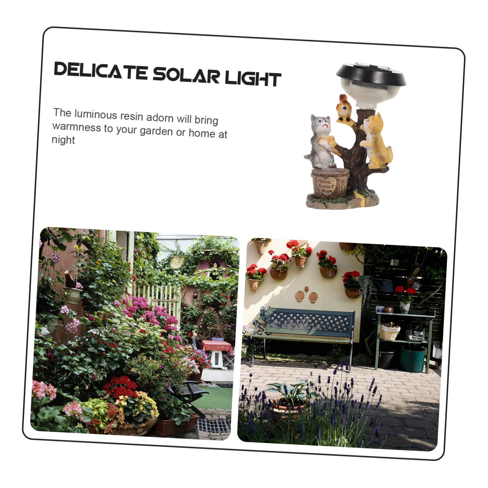 BESPORTBLE Solar Cat Statue Light Resin Outdoor Garden Decor Adorable Animal Sculpture for Lawn and Patio Cozy Illumination for Courtyard Parties and Landscape