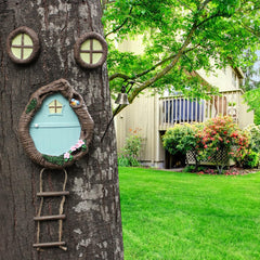 Meyas Outdoor Statues Garden Sculptures Decoration,Miniature Fairy Garden Ornament,Garden Gnomes Fairy Garden Accessories Kit,Art Yard Tree Face Tree Hugger,Garden Figurines Statues Glow in The Dark