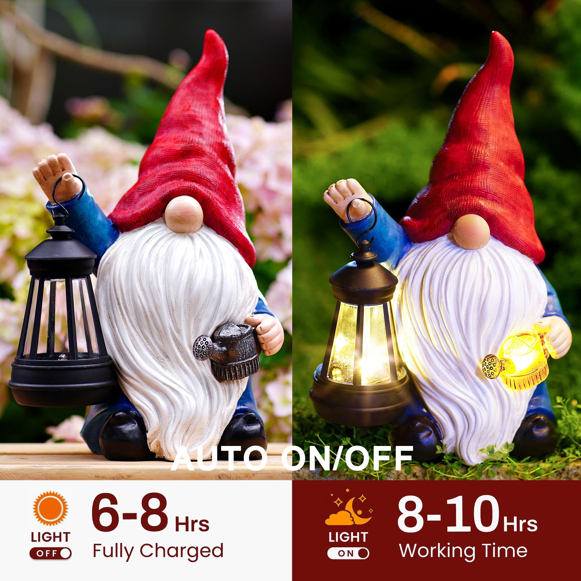Vereemy Solar Gnomes Statues with Watering Can LED Lights Lantern Garden Decor Birthday Outdoor Gifts for Women Mom Art Resin Gnomes Sculpture for Yard Porch Patio Lawn Yard,Lantern Watering Can