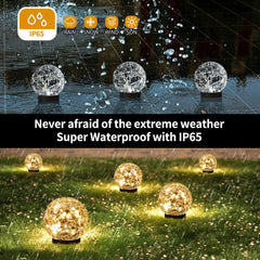 JKIMK Solar Globe Lights Outdoor Waterproof - Cracked Glass Ball Lights for Garden, Patio, Yard, Lawn and Backyard Decor - Solar Orbs for Outside Decorations