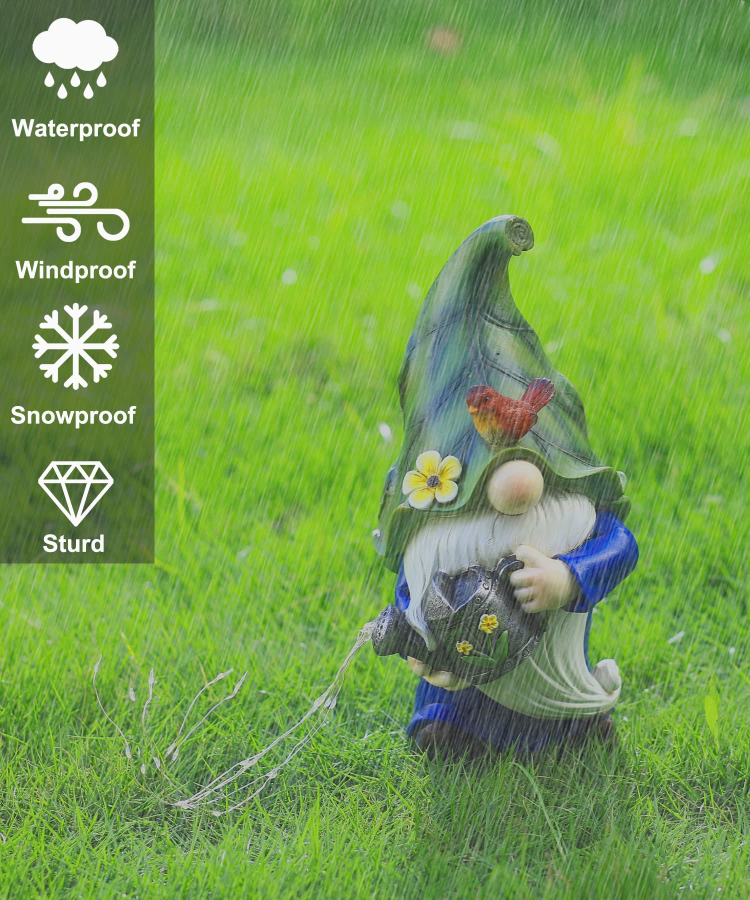 AIGEL Garden Gnomes Statues,Solar Garden Statue Outdoor Decor,Large Gnomes with Solar Light,Standing Statue for Patio,Lawn,Yard Art Decoration, Figurine Ornament Gift