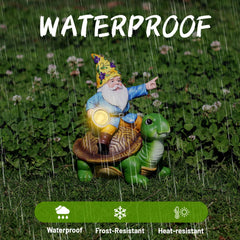 NITOWOLF Garden Gnomes Outdoor with Solar LED Light, Outdoor Decor, Yard Art Decorations for Garden Patio Lawn, Gifts for Women, Gnome and Turtle