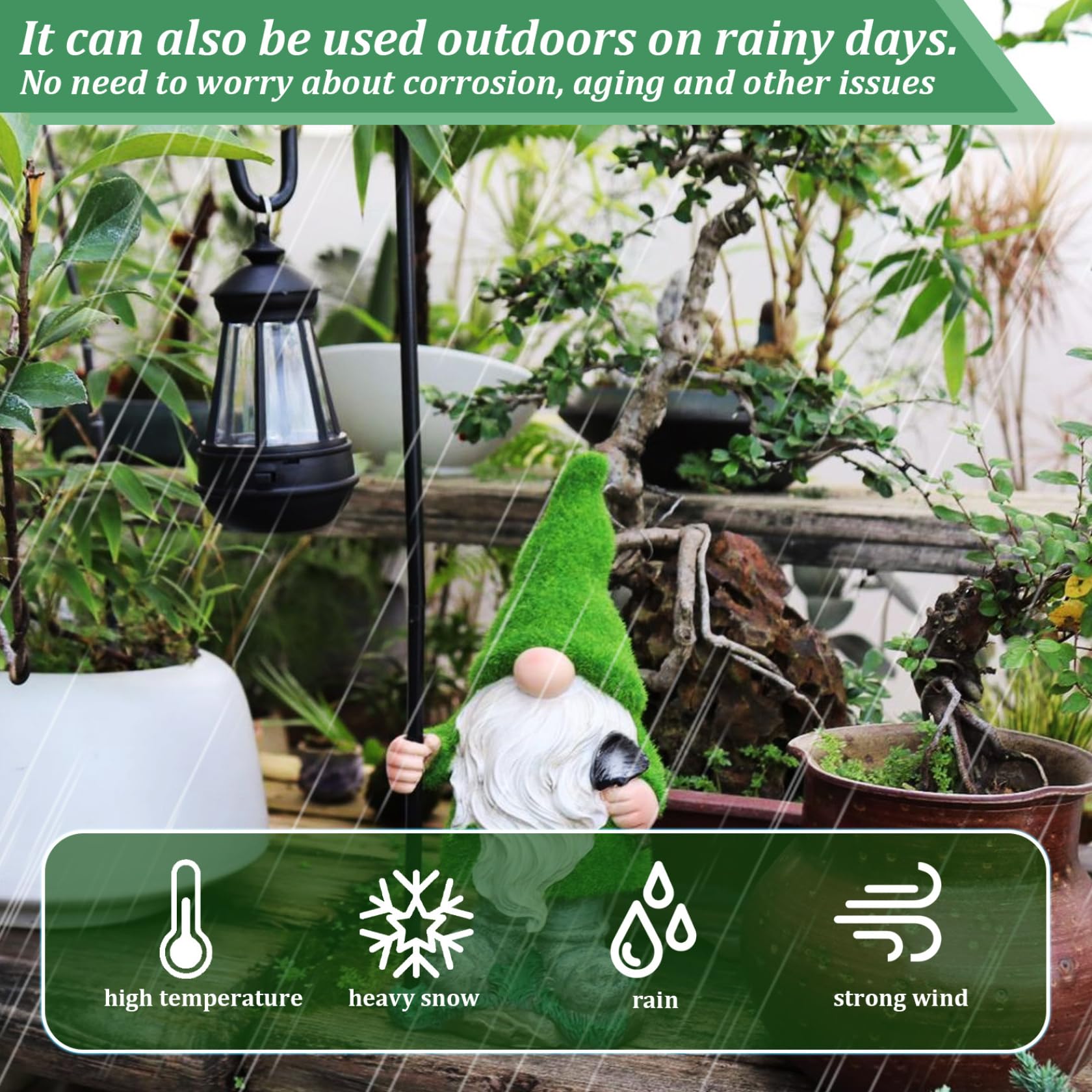 Gnome Solar Light, 18.9 Inch Tall Flocked Resin Garden Gnomes with Solar Lantern, Garden Statue Gnome, Garden Ornaments for Yard Lawn Backyard Decorations, Garden Statues