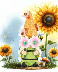iStatue Solar Garden Gnome Figurine Light with Bees Sunflower, 9.5'' Resin Outdoor Statue for Yard Patio Decor Lawn Ornaments Porch Garden Gifts for Women/Girl (Ms Bee Gnome)