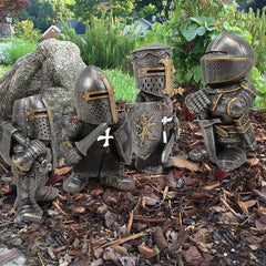 Knight Gnomes Guard Garden Gnome Ornaments Outdoor Medieval Crusader Knight Suit Statue Waterproof Resin Ornament for Yard Lawn Garden Decorations (F)