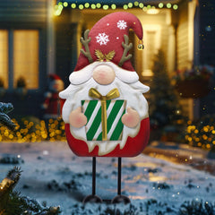 TERESA'S COLLECTIONS Large Standing Santa Gonks, 61cm Outdoor Christmas Decorations, Metal Gnome Ornaments for Home, Pathway, Porch, Red