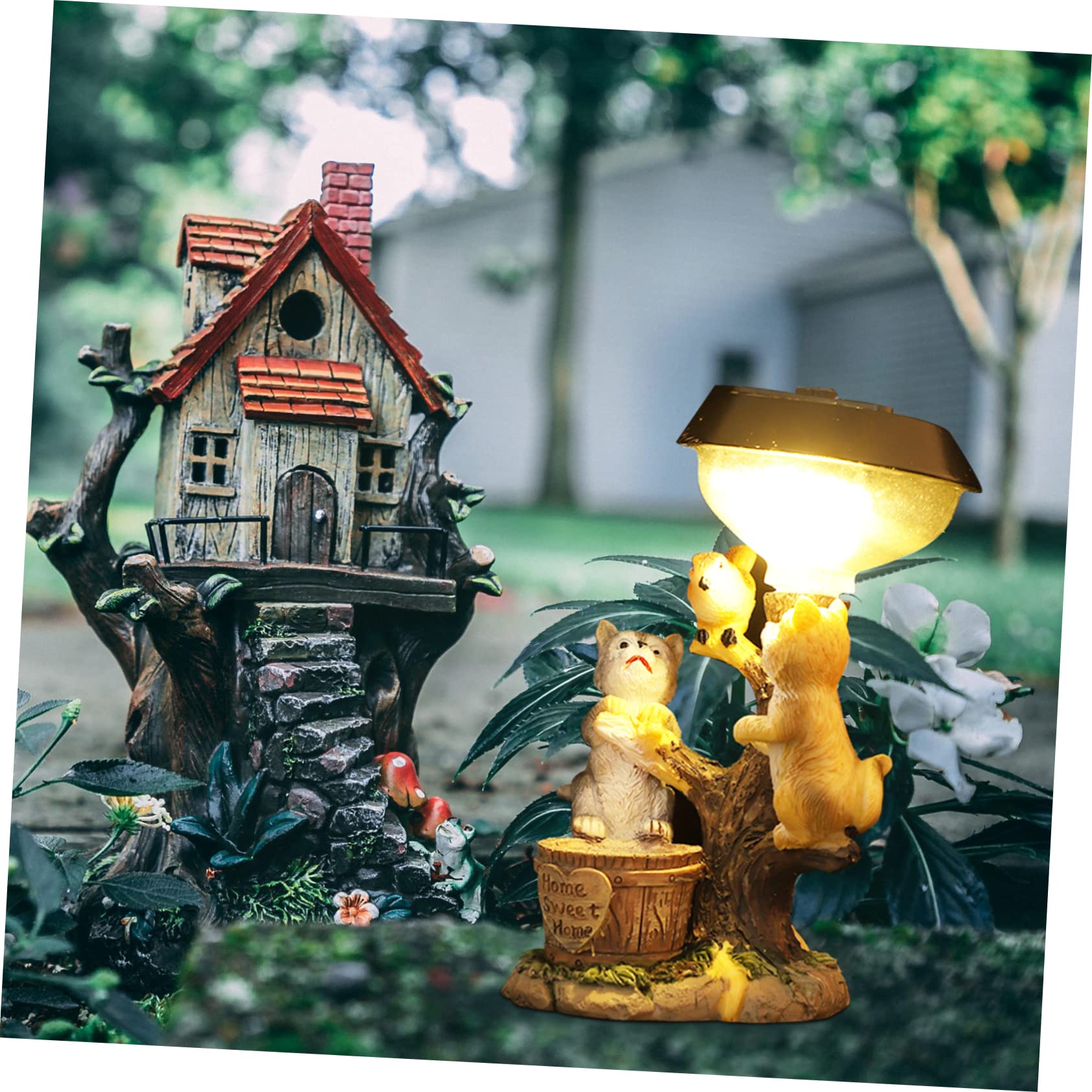 BESPORTBLE Solar Cat Statue Light Resin Outdoor Garden Decor Adorable Animal Sculpture for Lawn and Patio Cozy Illumination for Courtyard Parties and Landscape