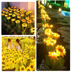 XVZ Solar Lights Outdoor Garden, 2 Pack Solar Sunflower Lights Waterproof Outdoor Garden Patio Decor Lights for Porch Yard Lawn Pathway