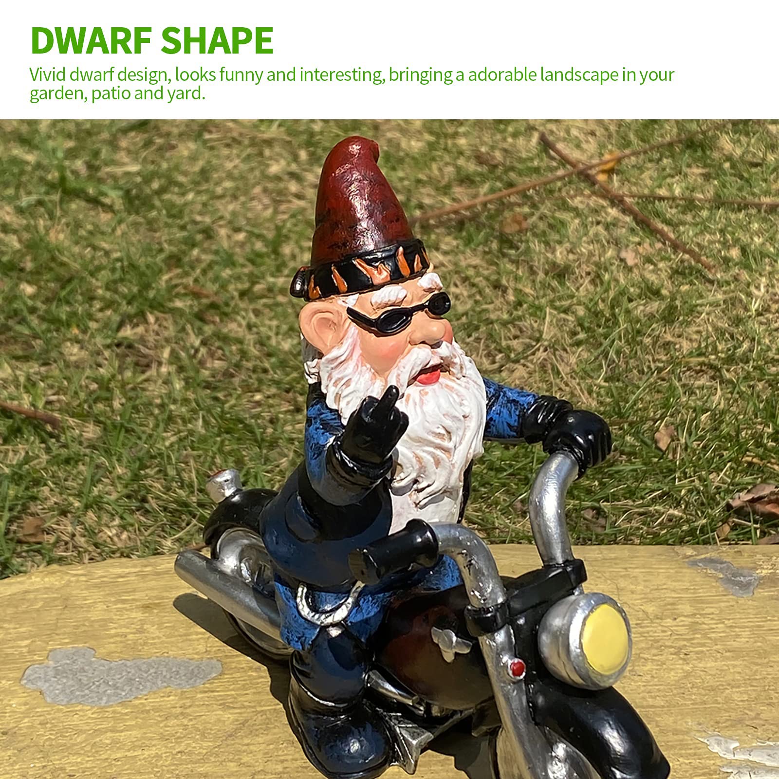 nezababy Garden Gnomes Decorations Funny Riding Motorcycle Naughty Sculpture Statue Outdoor Yard Lawn Decor Resin, Black