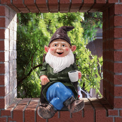 Tirifer Drinking Coffee Garden Gnome Statue, Wizard Gnome 3D Dwarves, Polyresin Outdoor Sculpture Gnome Statue Garden Figurine Art Garden Decoration for Lawn Yard Balcony Porch Patio…