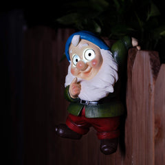 Blazin' Outdoor Garden Decorations Gnome | Solar Patio Decorations - Yard Ornaments | Solar Elf Figurine for Terrace, Balcony, Deck | Weather Resistant | Patio Gift | Auto On/Off - (Green)