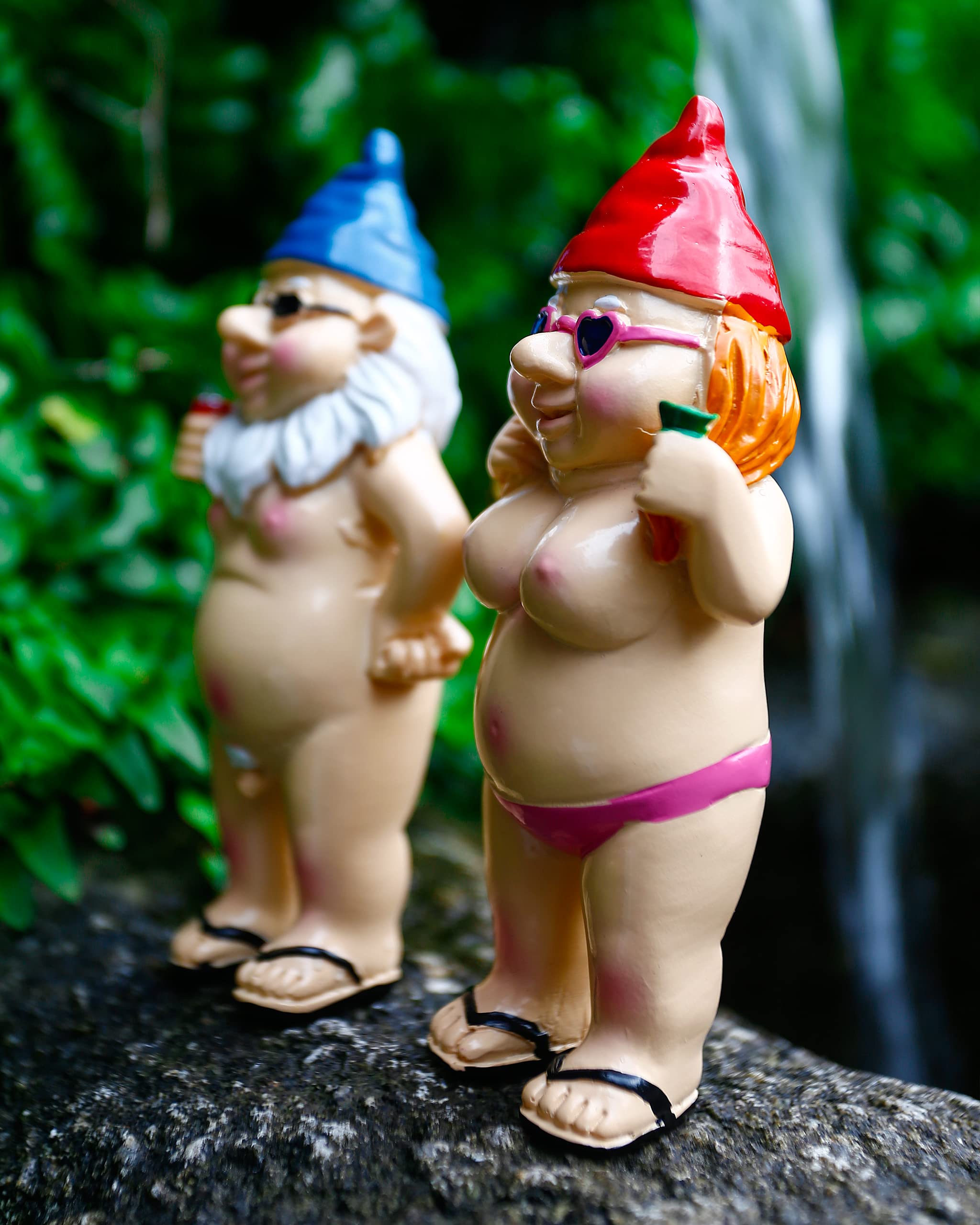 Estefanlo Garden Gnome Funny Couple, Couple Statue, Figures Decoration for Outdoors, Outdoor Sculpture, Waterproof, Funny, Dwarf, Gift Home, Lawn, Balcony