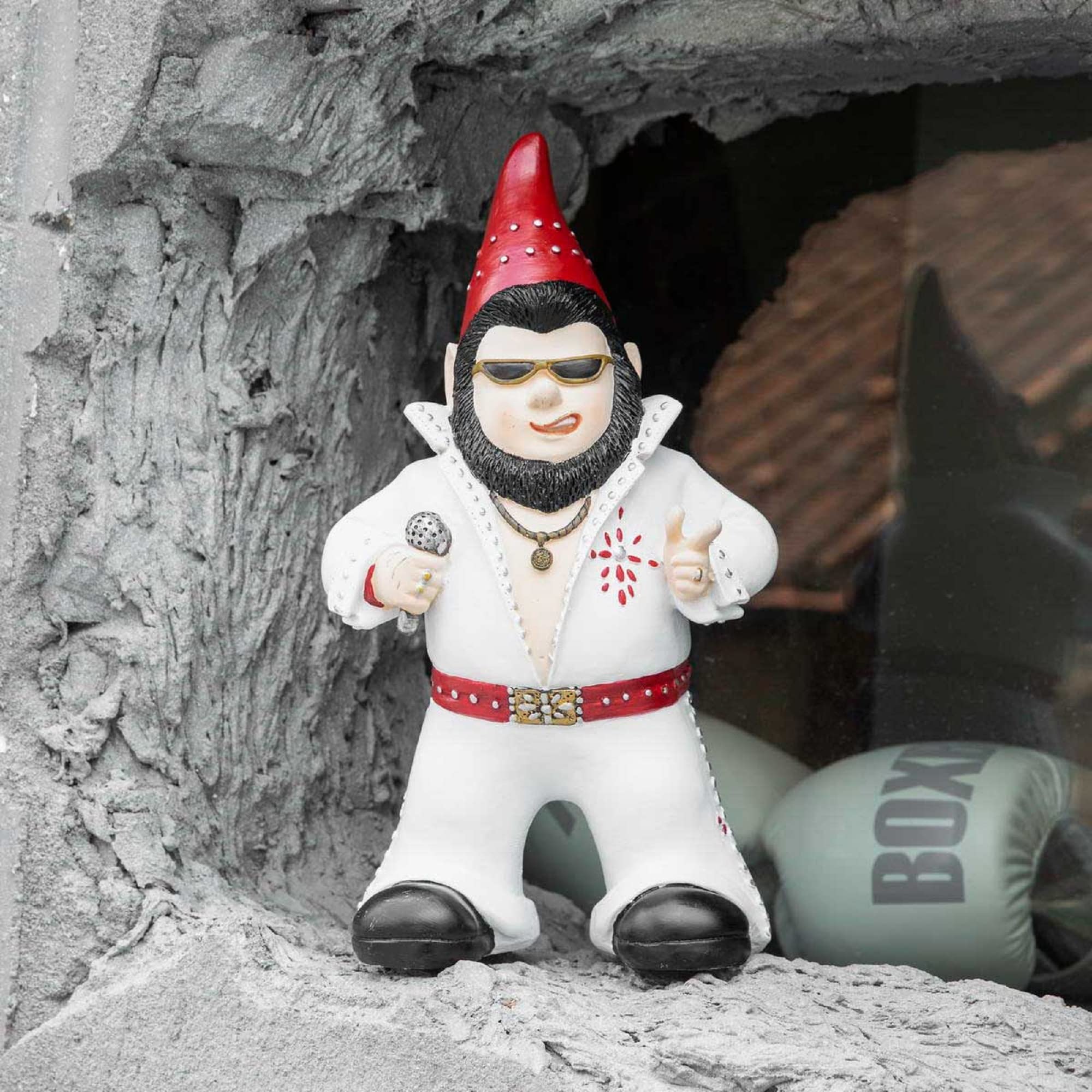 Jy.Cozy Large Singer Gnome Garden Statue Outdoor Resin Dwarf Figurine Decor Home Decoration Funny Sculpture for Patio Poch Yard Backyard Ornament Housewaiming Unique Gift