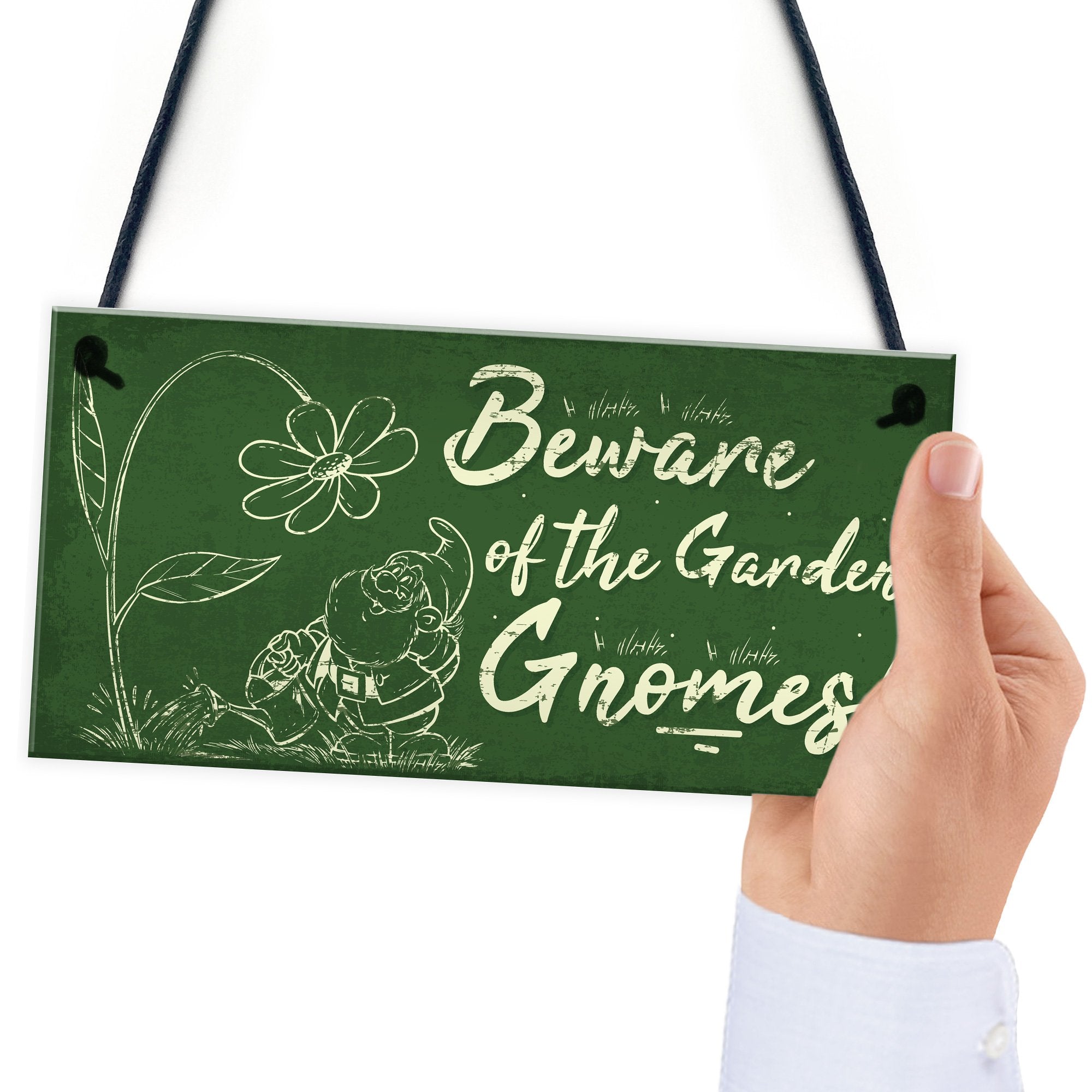 RED OCEAN Beware Of The Gnomes Garden Wall Hanging Wall Sign Plaque Shed Door Caution Sign Gifts