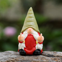 Middle Finger Female Gnome Mini 3.5in,Double Bird Gnome - Naughty Funny Outdoor Decoration for Yard Patio Lawn Ornament and Home Decor,Fairy Garden
