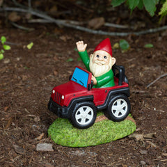 Kwirkworks Funny Garden Gnome - 4x4 Truck Wave Lawn Statue - 8 inches Tall